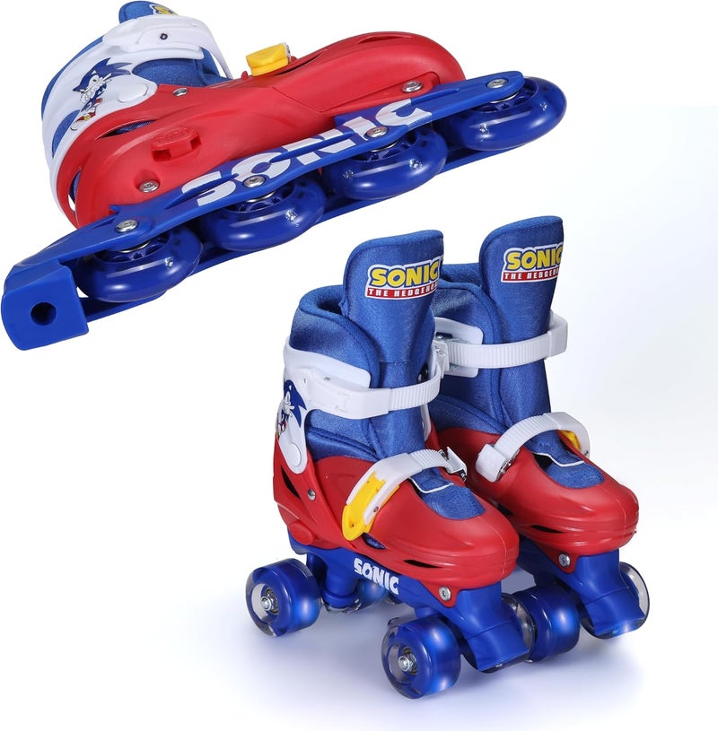 VOYAGER Barbie 2in1 Kids Roller Skates, Transform from Quads to Inlines Skates, Durable Hardshell Boot, LED Wheels for Quads and Inlines, ABEC-7 Carbon Steel Bearings - Image 1